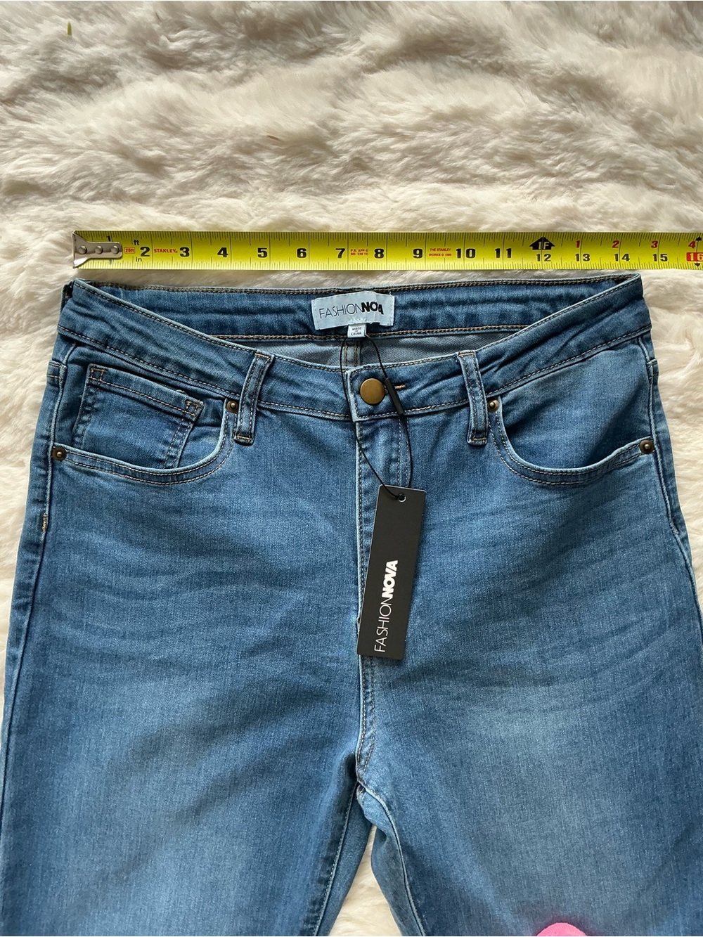 Fashion Nova Light Blue Flare Jeans - Picture 6 of 8